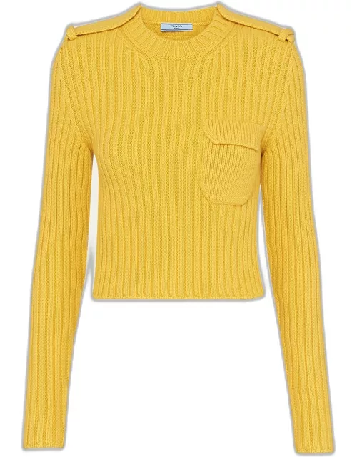 Ribbed Wool Cashmere Cropped Top