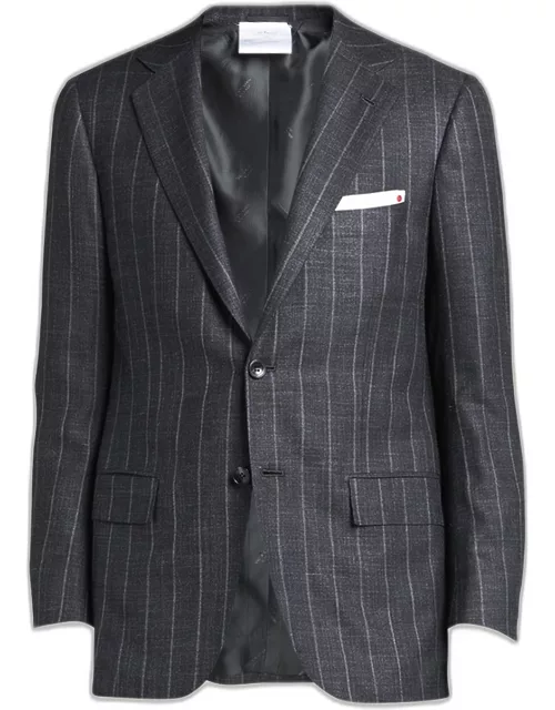 Men's Chalk Stripe Cashmere-Linen Suit