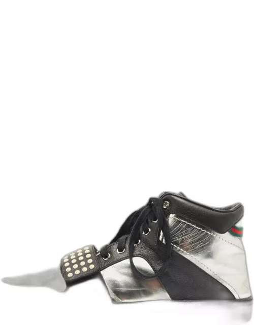 Gucci Black/Silver Leather Ayoyo High Top Sneaker