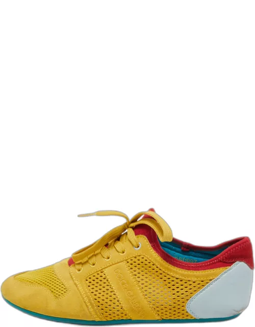 Dolce & Gabbana Yellow Suede Low Top Sneaker