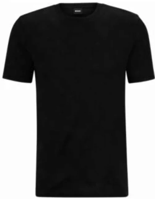 Mercerized-cotton regular-fit T-shirt with monogram jacquard- Black Men's T-Shirt
