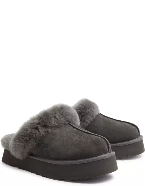 Ugg Disquette Suede Flatform Slippers - Charcoal