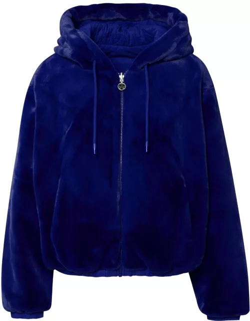 Moose Knuckles quilted Eaton Bomber Jacket In Cobalt Faux Fur