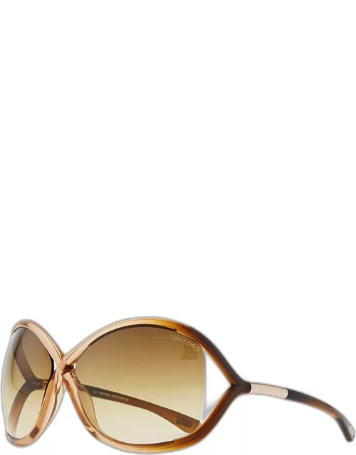 Whitney Cross-Bridge Sunglasses, Rose/Brown