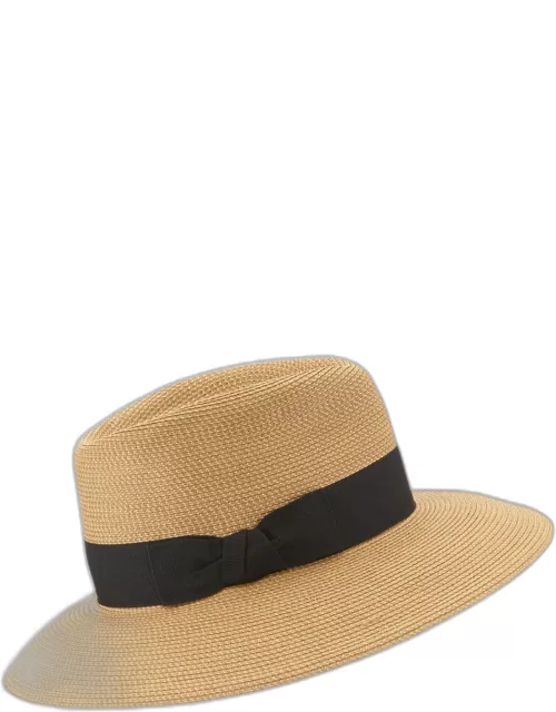 Phoenix Woven Boater Hat, Natural/Black