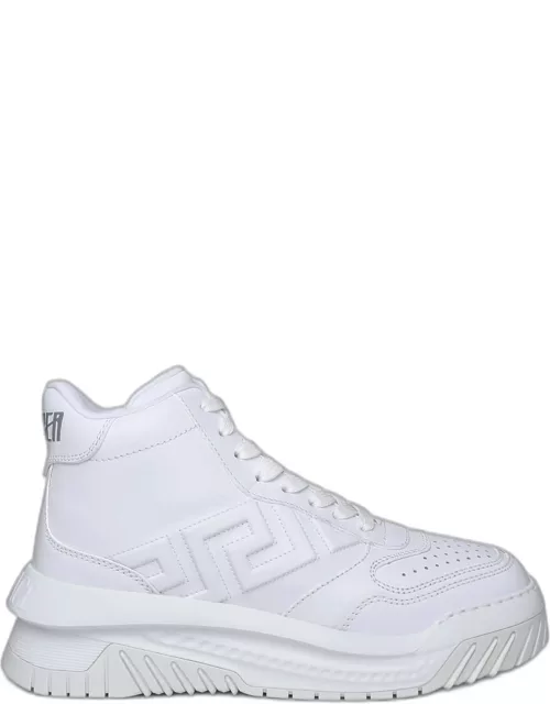 Versace greca Odissea High Sneakers In White Calf Leather