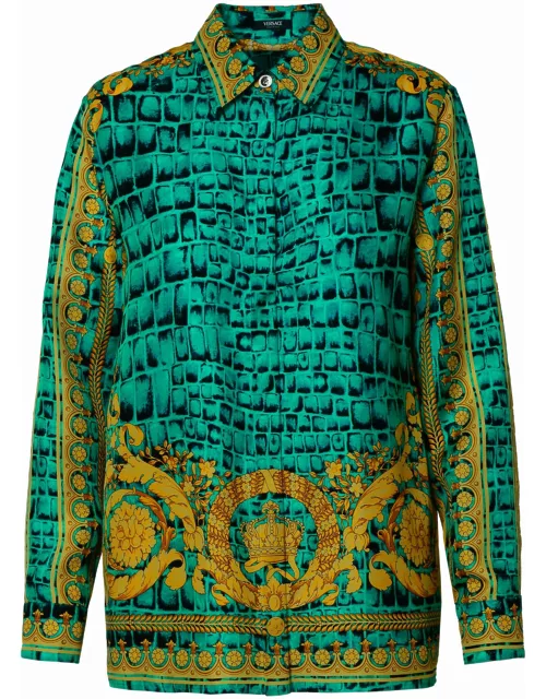 Versace baroccodile Multicolored Silk Shirt