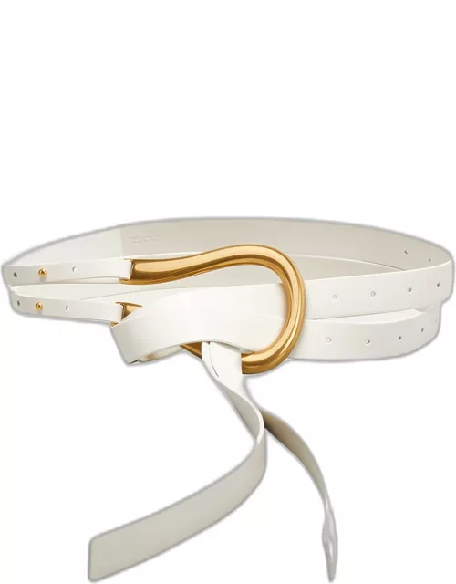Double Strap Leather Belt with Horseshoe Buckle