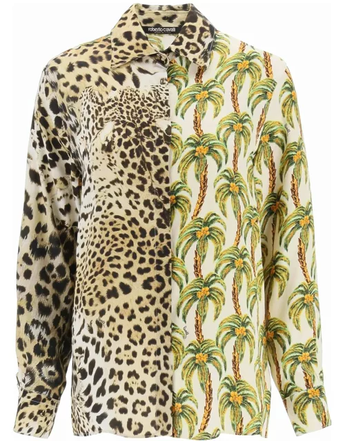 Roberto Cavalli Jaguar And Palm Tree Printed Shirt