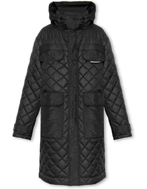 Dsquared2 Quilted Hooded Mid-length Coat
