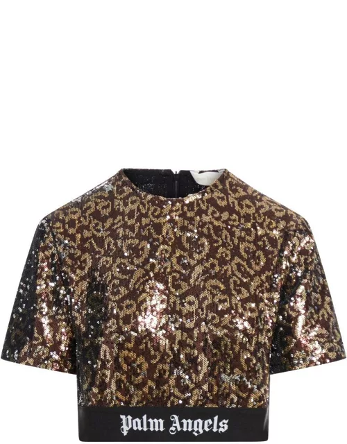 Palm Angels Sequin Embellished Cropped Top