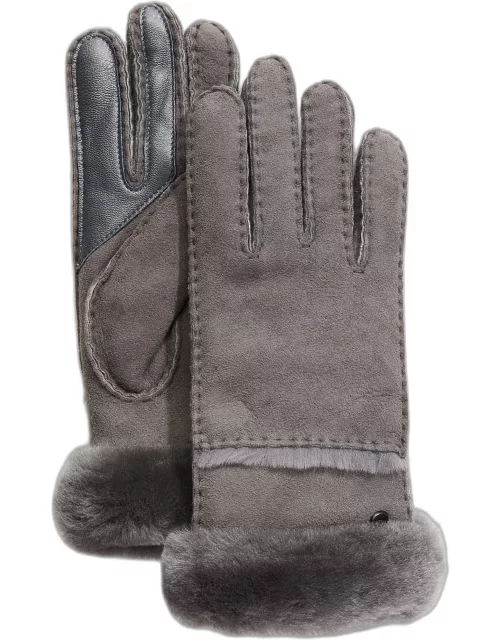 Seamed Touchscreen Shearling-Lined Glove
