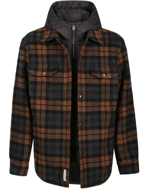 Woolrich Detachable Hood Checked Jacket