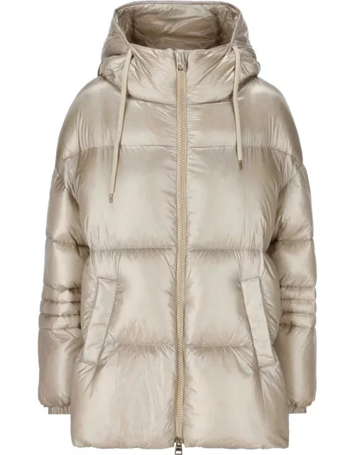 Quilted Hooded Drawstring Down Jacket Herno