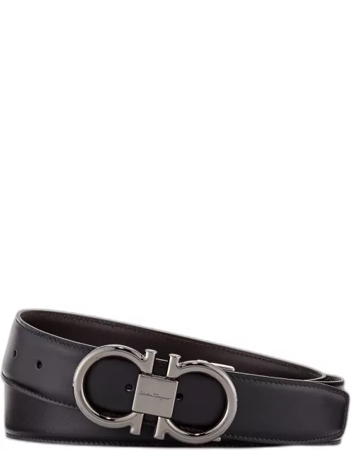 Men's Double-Gancini Reversible Leather Belt
