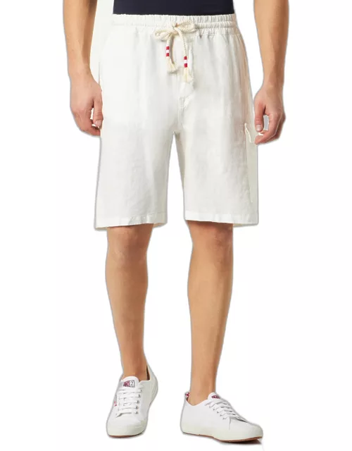 MC2 Saint Barth Man Linen White Bermuda Short