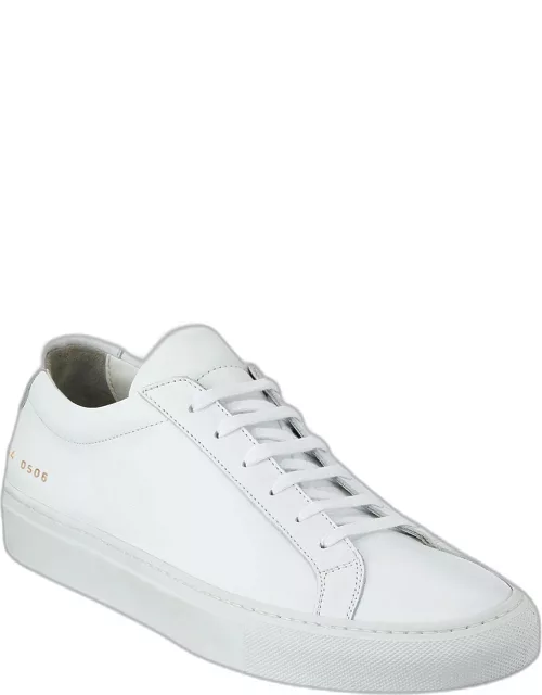 Men's Achilles Leather Low-Top Sneakers, White