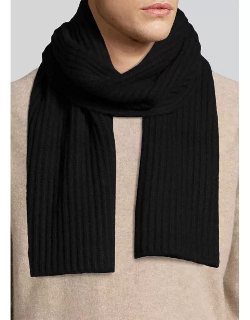 Ribbed Cashmere Scarf, Navy