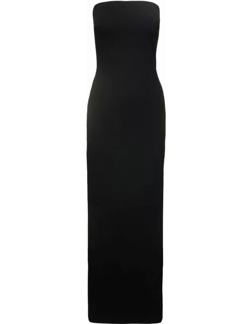 Solace London Black Maxi zora Dress With Deep Front Vent In Polyester Woman