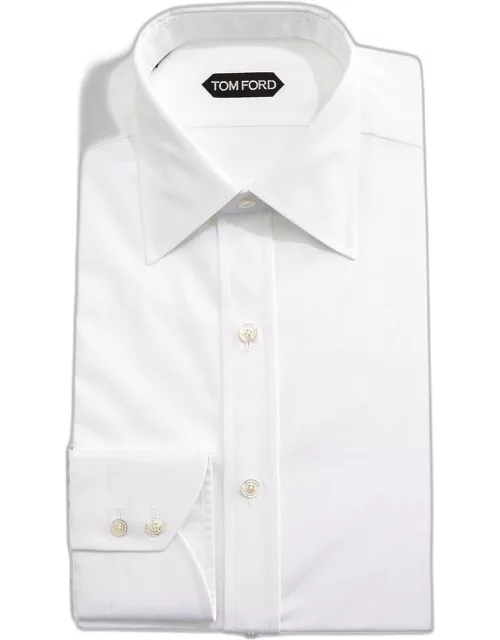 Solid Barrel-Cuff Dress Shirt, White