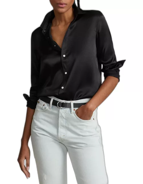 Classic Fit Silk Shirt, Black
