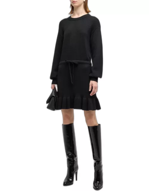 Kiana Cashmere-Blend Drawstring-Waist Mini Sweater Dres