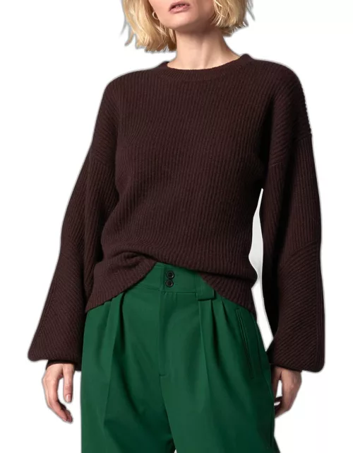 Yara Ribbed Crewneck Wool-Cashmere Sweater