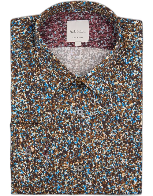Men's Slim Fit Micro-Printed Dress Shirt