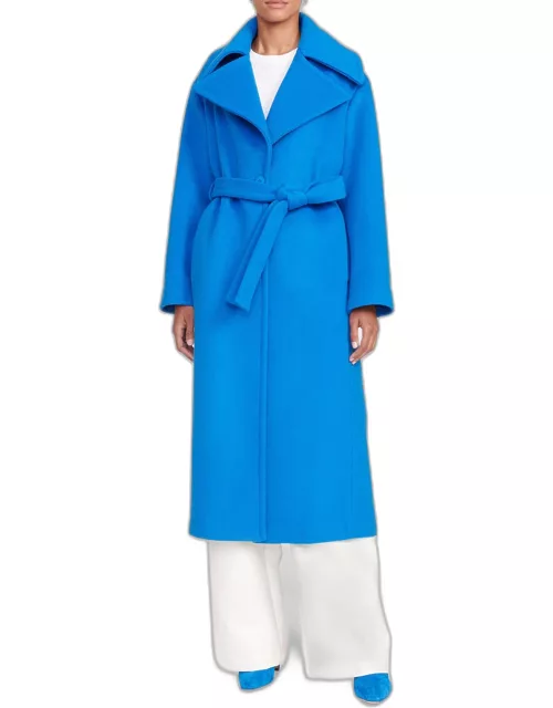 Carver Belted Wool-Blend Coat with Removable Scarf
