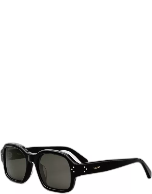 Men's Bold 3-Dot Acetate-Nylon Square Sunglasse