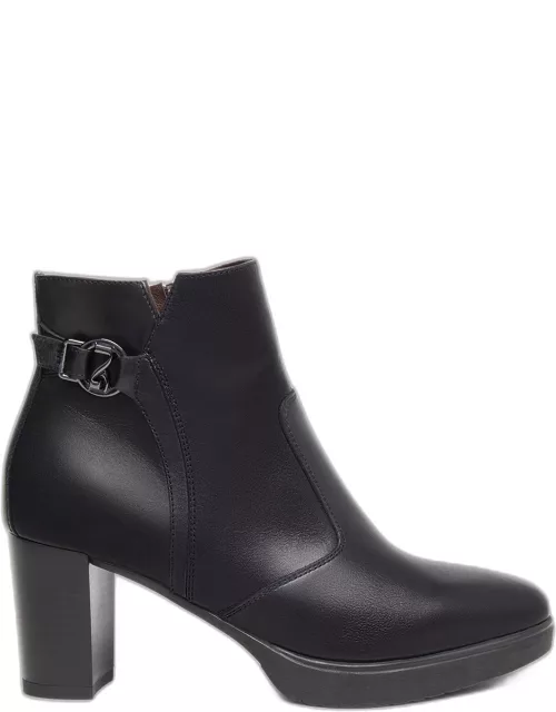 Leather Buckle Ankle Bootie