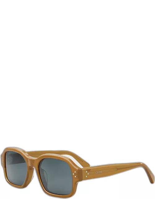 Men's Bold 3-Dot Acetate-Nylon Square Sunglasse