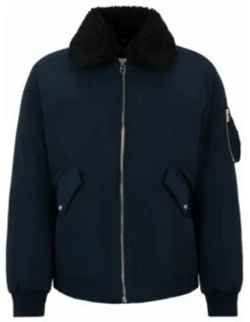 Water-repellent jacket with faux-fur collar- Dark Blue Men's Casual Jacket