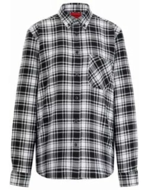 Relaxed-fit shirt in checked cotton flannel- White Men's Casual Shirt