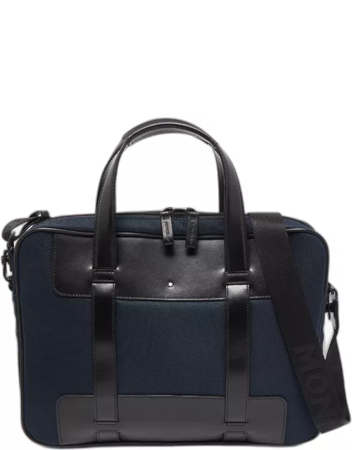 Montblanc Blue/Black Nylon and Leather Nightflight Briefcase Bag