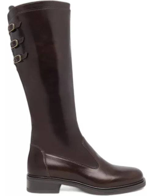 Leather Buckle Riding Boot
