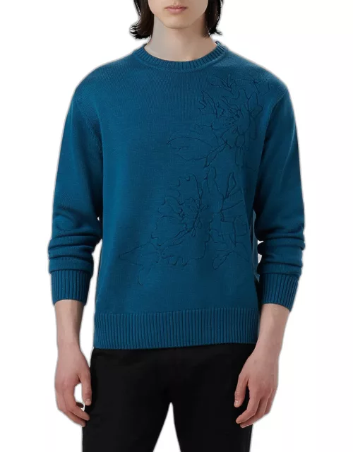 Men's Embroidered Wool Sweater