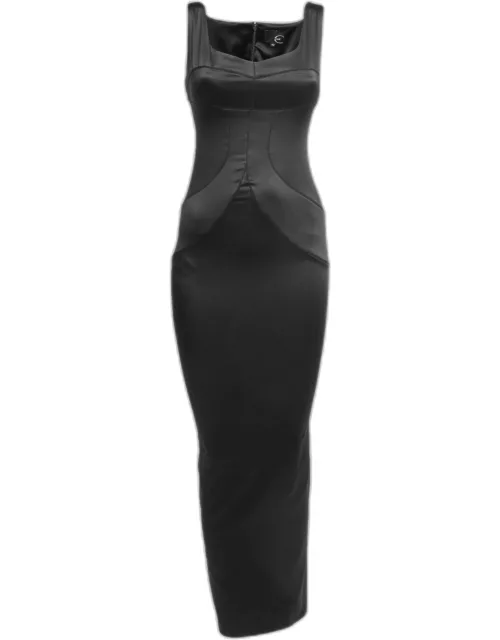 Just Cavalli Black Satin Sleeveless Maxi Dress