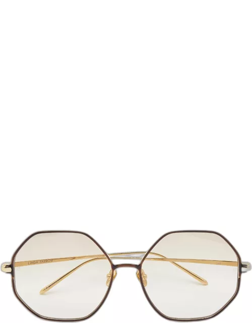 Linda Farrow Gold/Brown Gradient 7247 Geometric Sunglasse