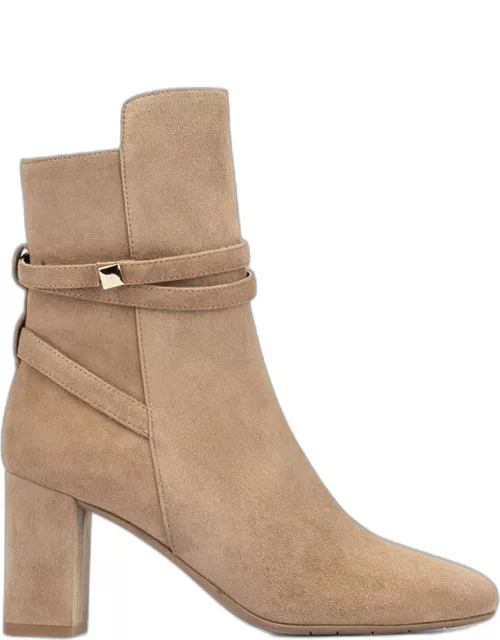 Linna Suede Heeled Ankle Bootie