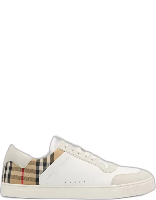 Men's Leather-Suede Check Sneaker