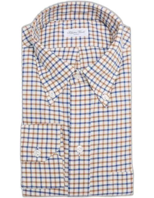 Men's Cotton Check Casual Button Down Shirt