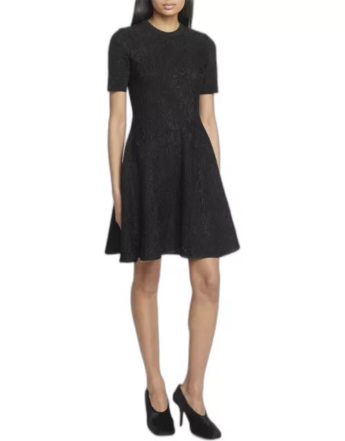 Embossed Jacquard Fit-and-Flare Dres