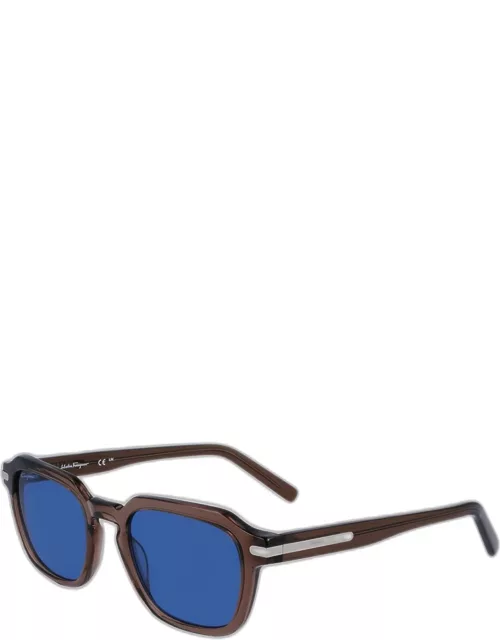 Men's Classic Logo Acetate Rectangle Sunglasse