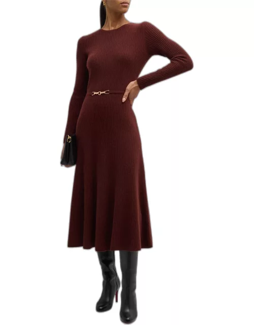 The Leith Belted Cashmere Midi Sweater Dres
