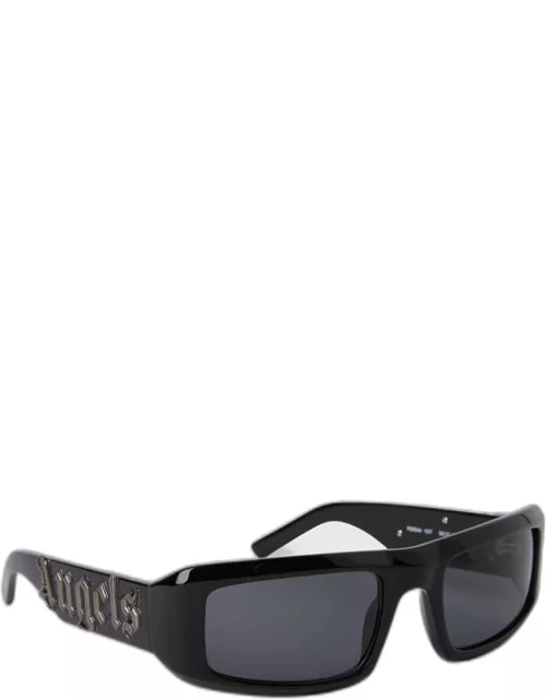 Kerman Black Acetate & Metal Wrap Sunglasse