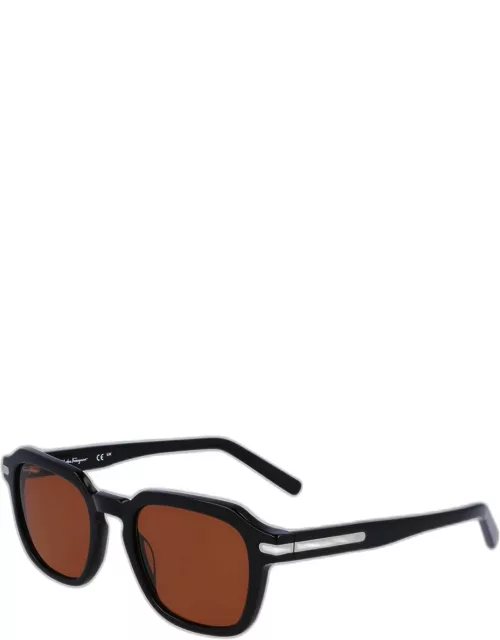 Men's Classic Logo Acetate Rectangle Sunglasse