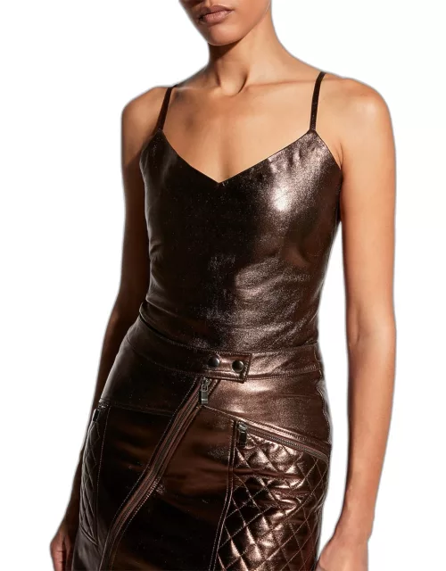 Elodie Stretch Leather Tank Top
