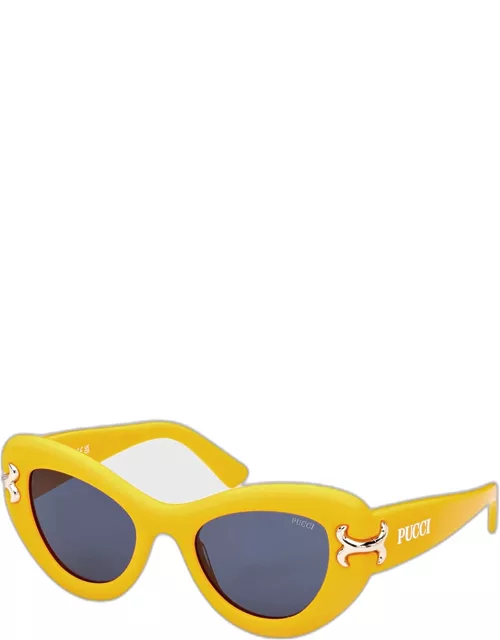 Filigree Acetate & Metal Cat-Eye Sunglasse