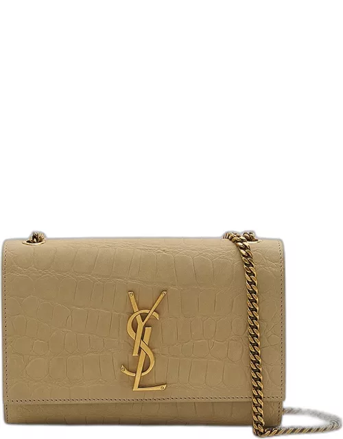 Kate Small YSL Crossbody Bag in Croc-Embossed Nubuck